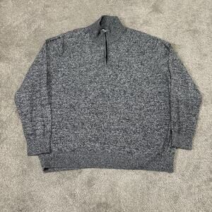 Hawker Rye Cotton Cashmere Sweater Mens Size XL 1/4 Zip Long Sleeve Gray Casual